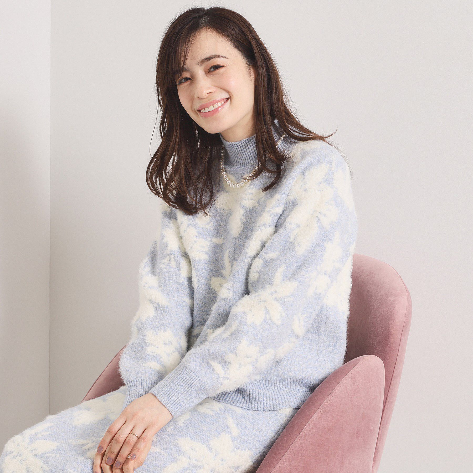 ITS&rsquo;DEMO「【手洗い可／セットアップ可】花柄フェザージャカードニット」|ニット・セーター|