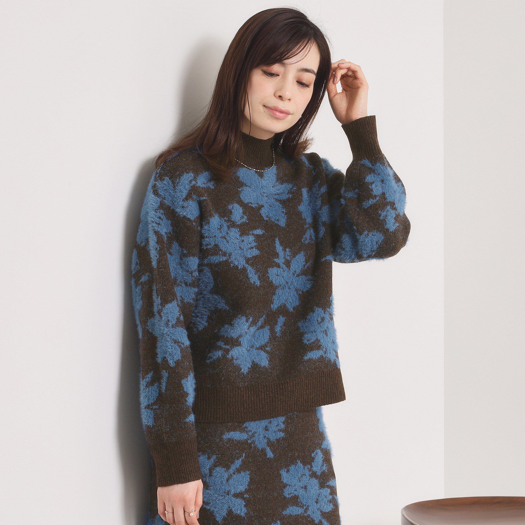 ITS&rsquo;DEMO「【手洗い可／セットアップ可】花柄フェザージャカードニット」|ニット・セーター|