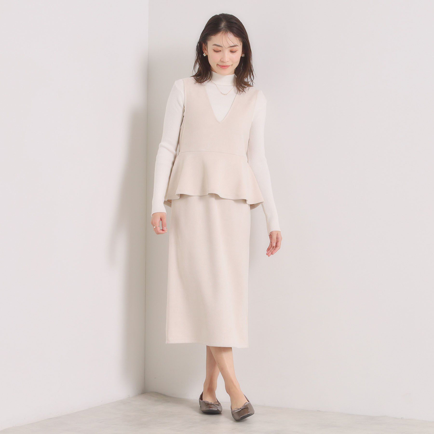 ITS&rsquo;DEMO「【手洗い可／ウエストゴム】カットスエードジャンスカ」|ワンピース|