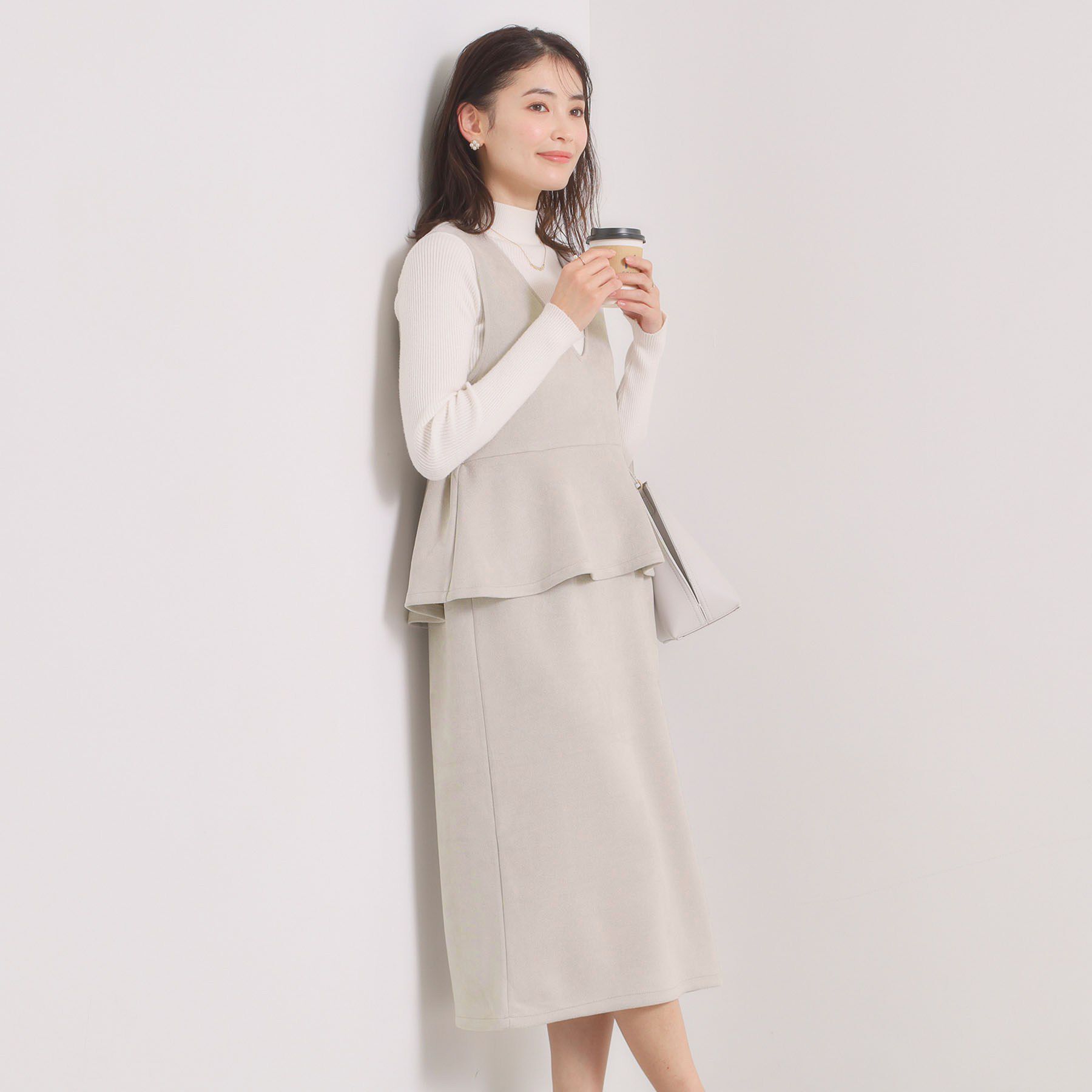 ITS&rsquo;DEMO「【手洗い可／ウエストゴム】カットスエードジャンスカ」|ワンピース|