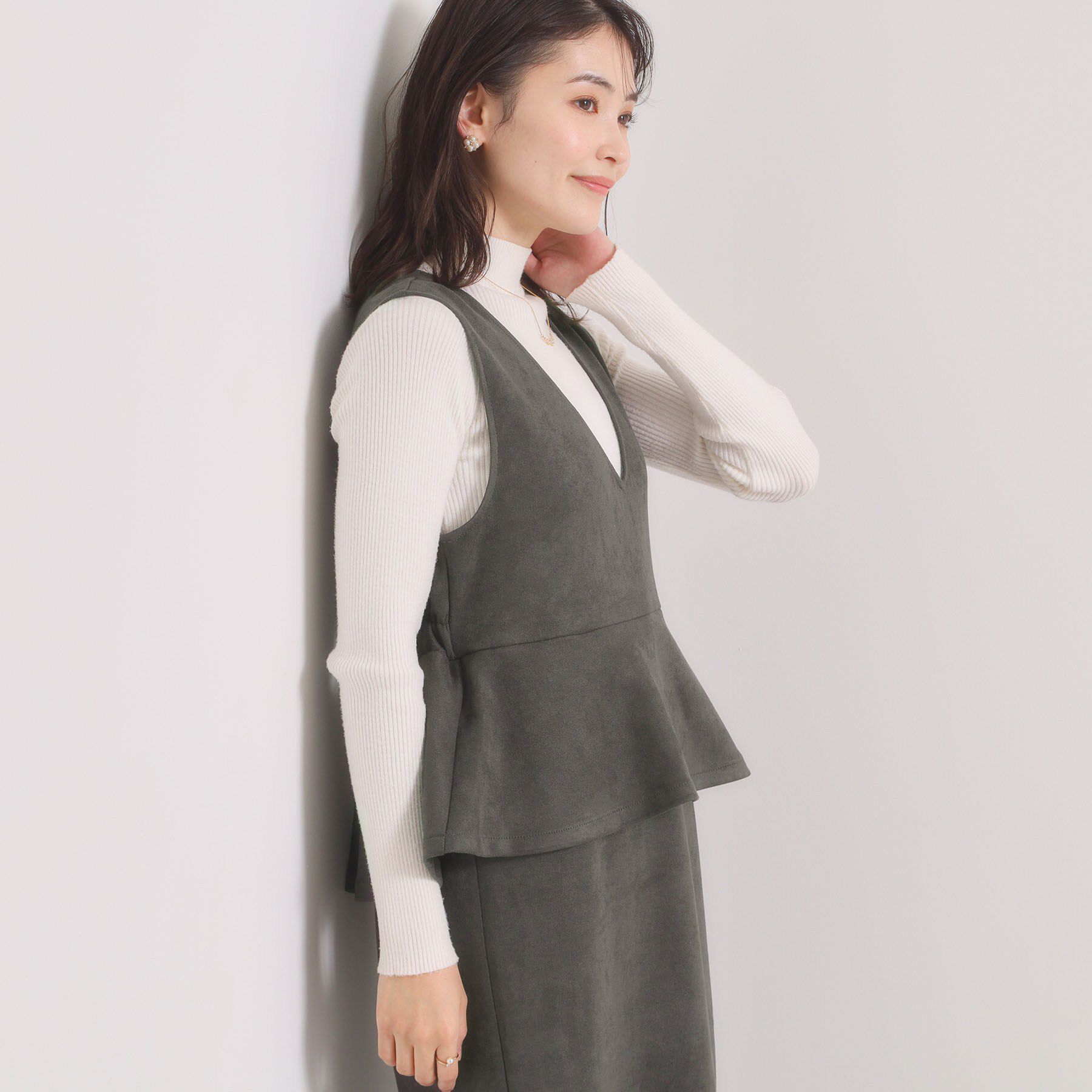 ITS&rsquo;DEMO「【手洗い可／ウエストゴム】カットスエードジャンスカ」|ワンピース|