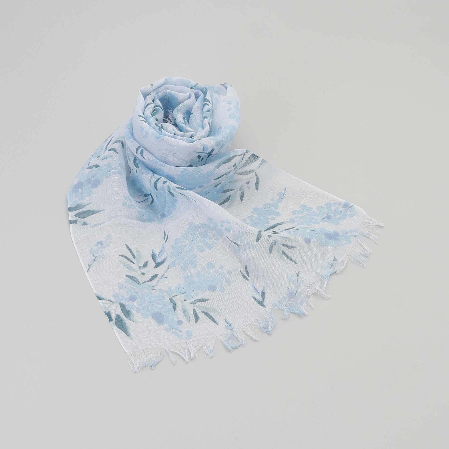 212 KITCHEN STORE「チクチクしない麻ストールミモザのブーケ 50 ブルー」|ストール|その他