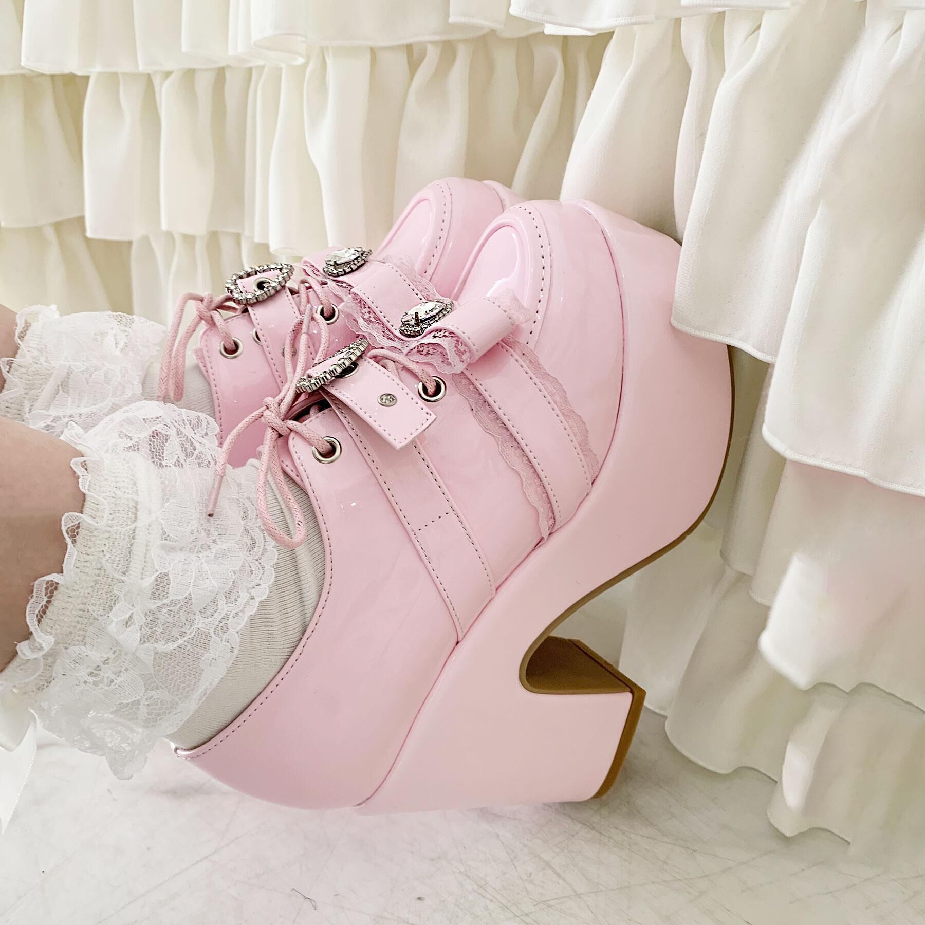 csT&P「夢見る厚底キラキラハート付きパンプス」|パンプス|ピンク(272)