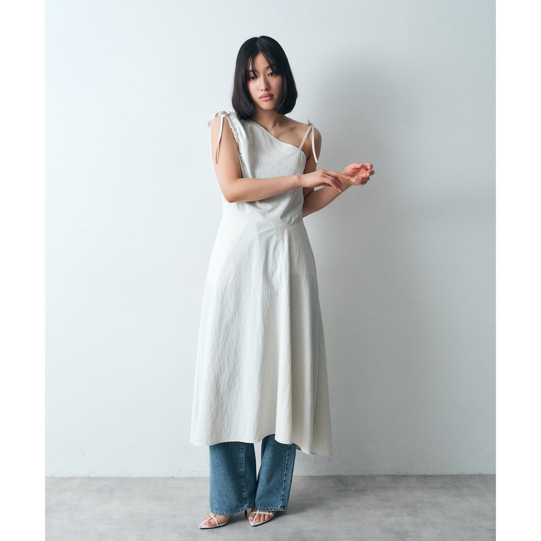 CODE A「asymmetry ribbon one－piece」|ワンピース|
