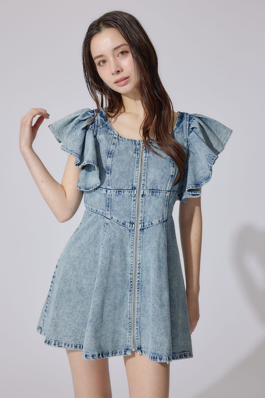 rienda「フリルスリーブミニワンピース」|ワンピース|L/BLU1