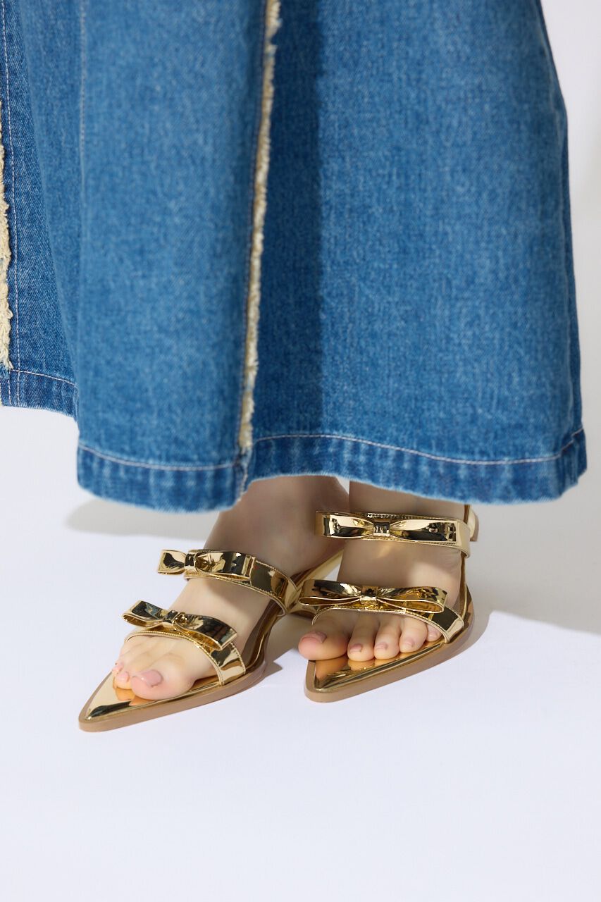 rienda「リボンフラットミュール」|サンダル|GLD