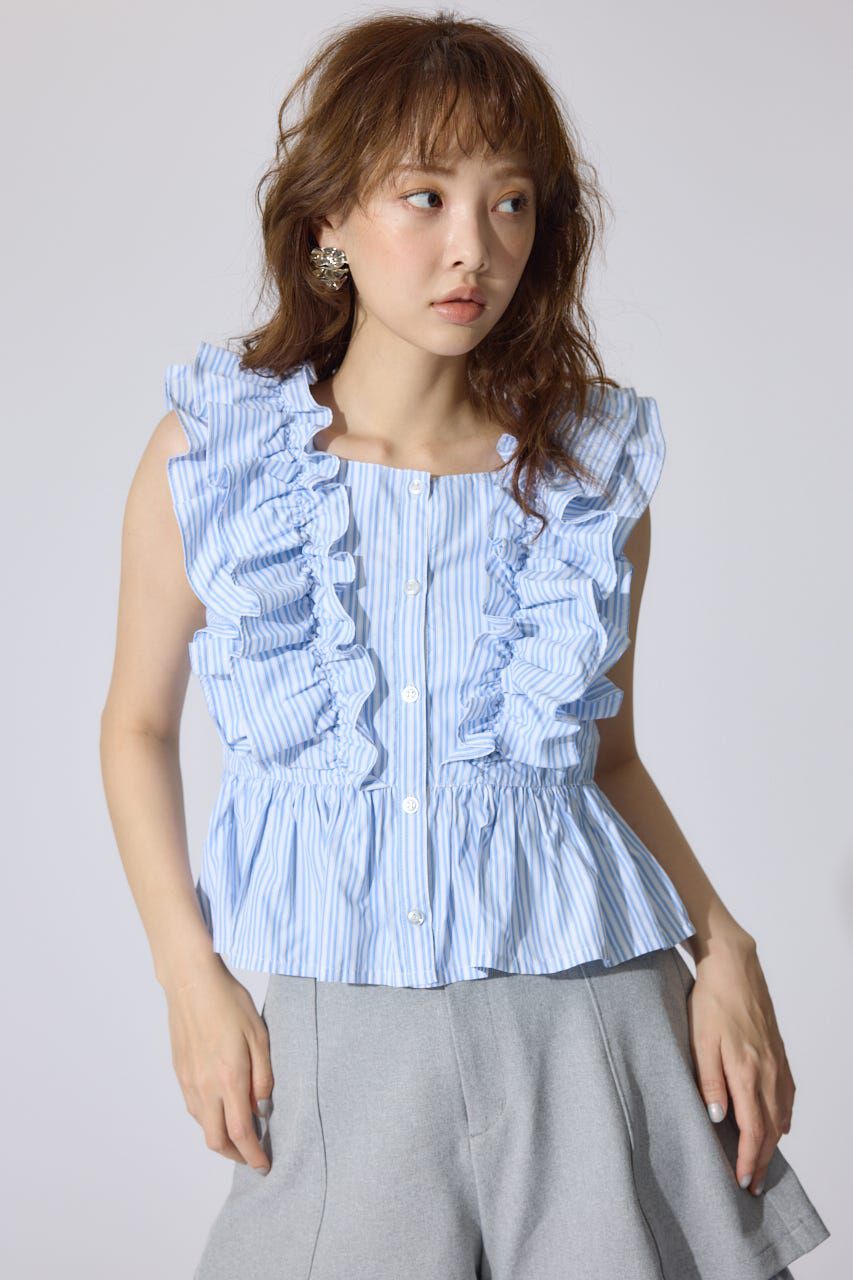 rienda「ダブルフリルブラウス」|シャツ・ブラウス|