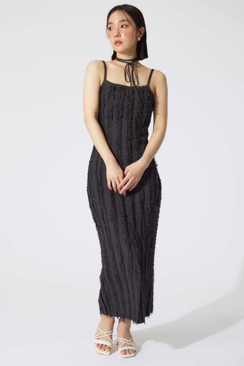 rienda「フリンジタイトニットワンピース」|ワンピース|D/GRY3