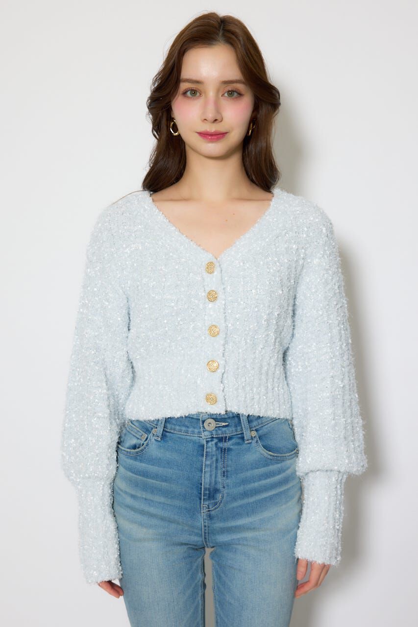 rienda「デザインボタンオフショルニットカーディガントップス」|ニット・セーター|