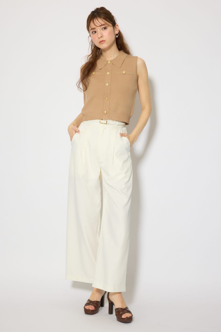 rienda「ゴールドボタンノースリニットトップス」|ニット・セーター|