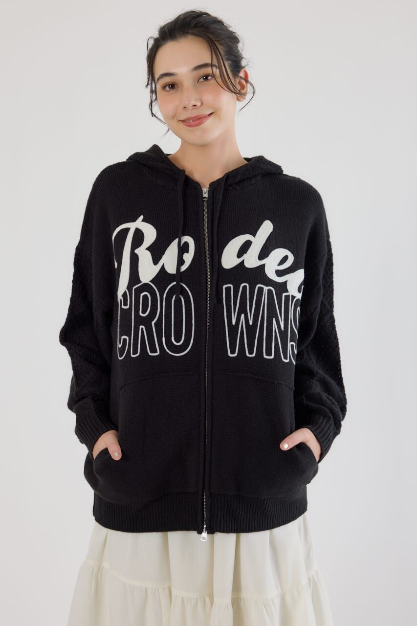 RODEO CROWNS「ロゴケーブルニットジップフーディー」|パーカー|