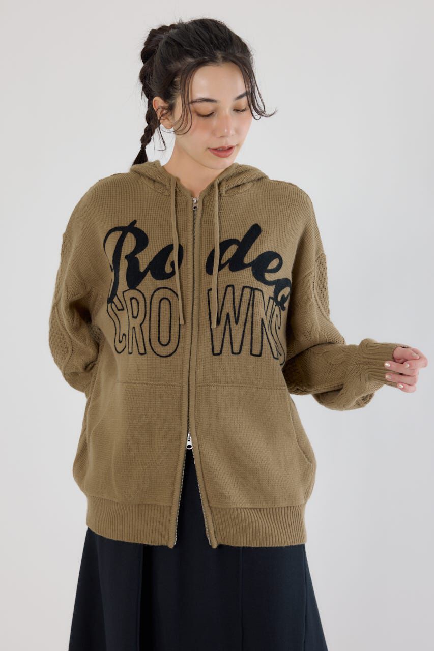 RODEO CROWNS「ロゴケーブルニットジップフーディー」|パーカー|L/KHA1