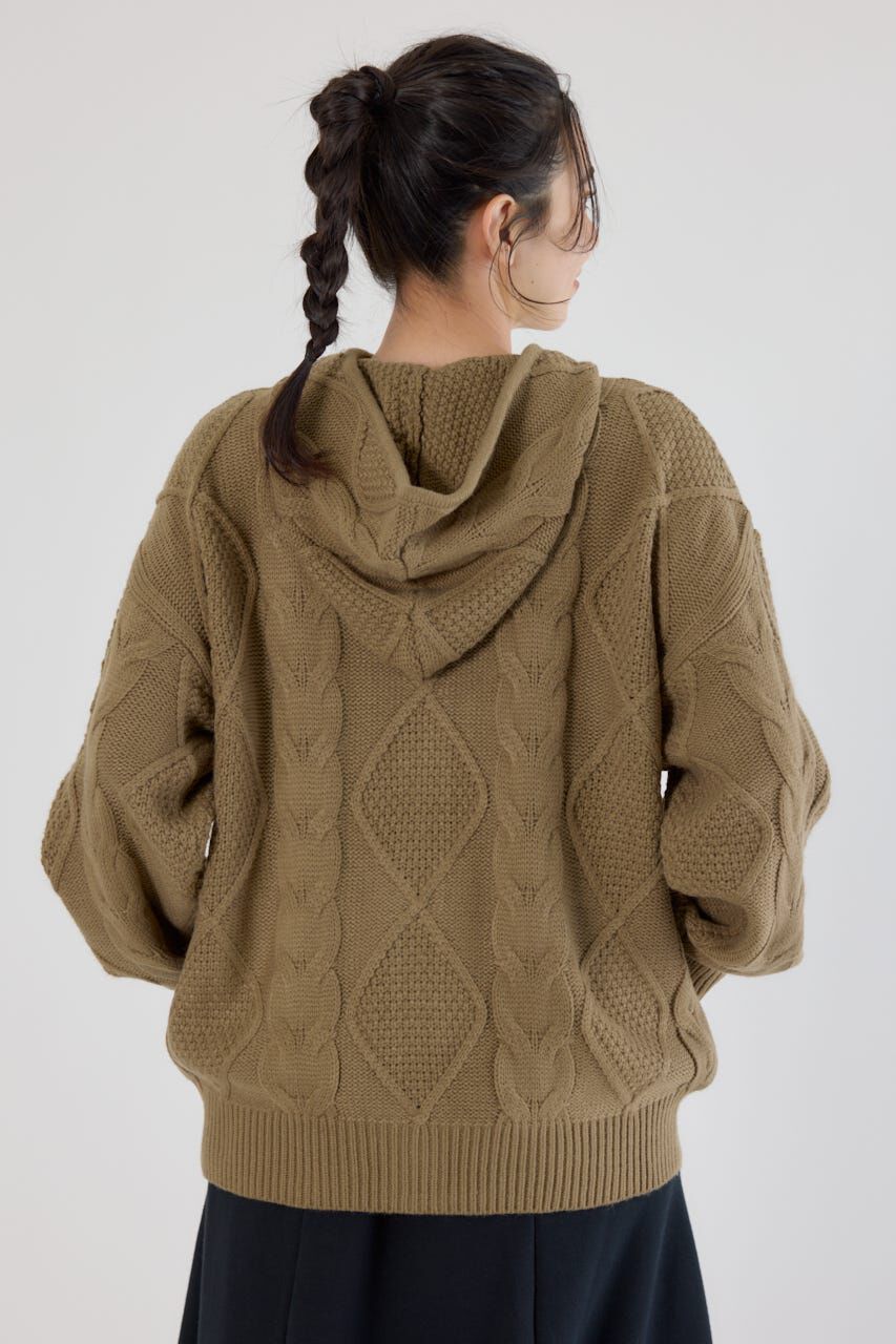 RODEO CROWNS「ロゴケーブルニットジップフーディー」|パーカー|