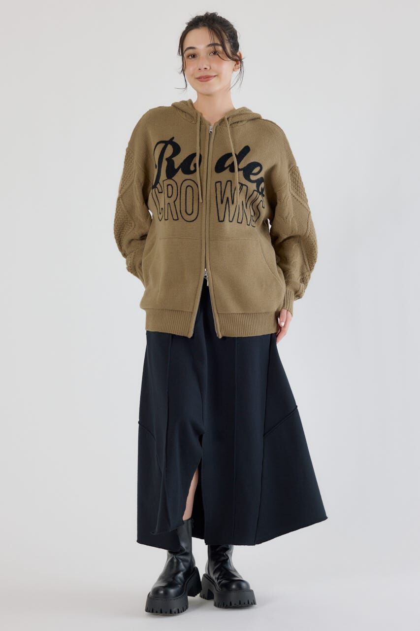 RODEO CROWNS「ロゴケーブルニットジップフーディー」|パーカー|