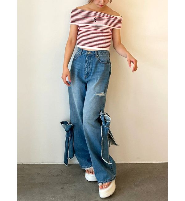 CALNAMUR「2WAY RIBBON DETAILS DENIM/2WAY リボンディティールデニム」|デニム|