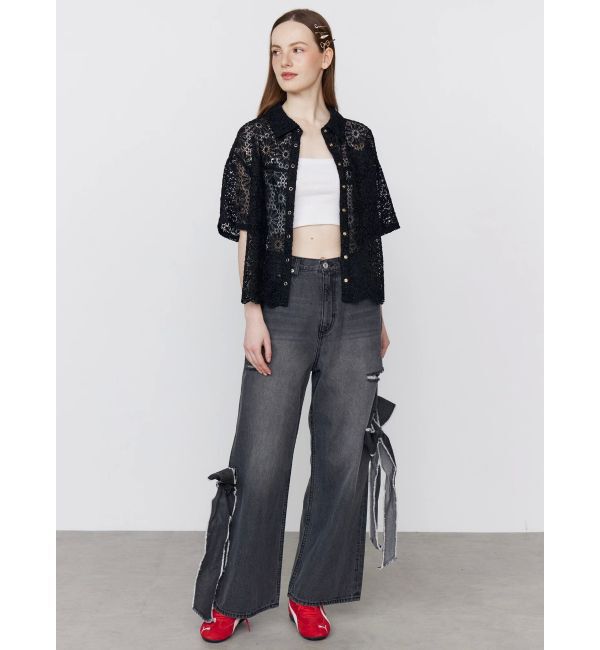 CALNAMUR「2WAY RIBBON DETAILS DENIM/2WAY リボンディティールデニム」|デニム|