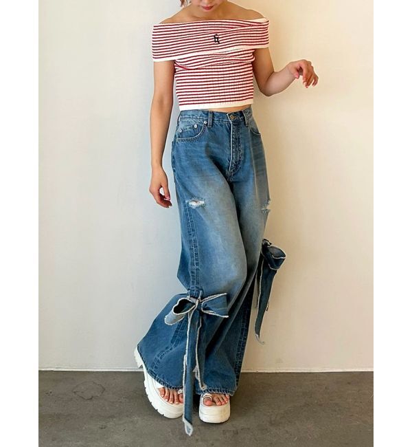 CALNAMUR「2WAY RIBBON DETAILS DENIM/2WAY リボンディティールデニム」|デニム|