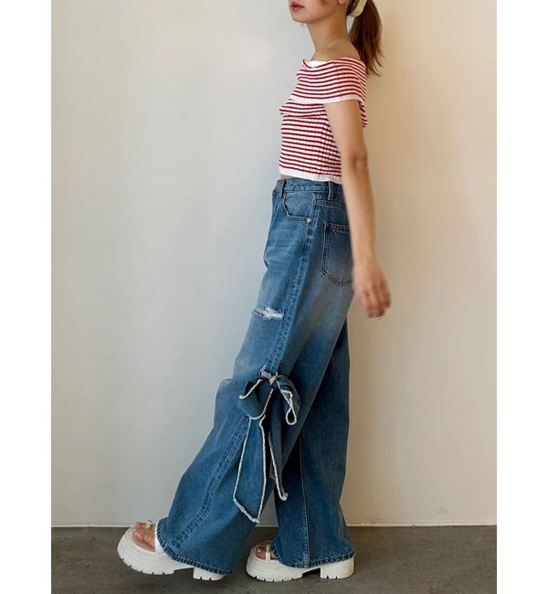 CALNAMUR「2WAY RIBBON DETAILS DENIM/2WAY リボンディティールデニム」|デニム|