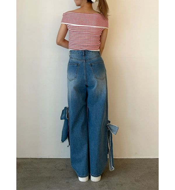 CALNAMUR「2WAY RIBBON DETAILS DENIM/2WAY リボンディティールデニム」|デニム|