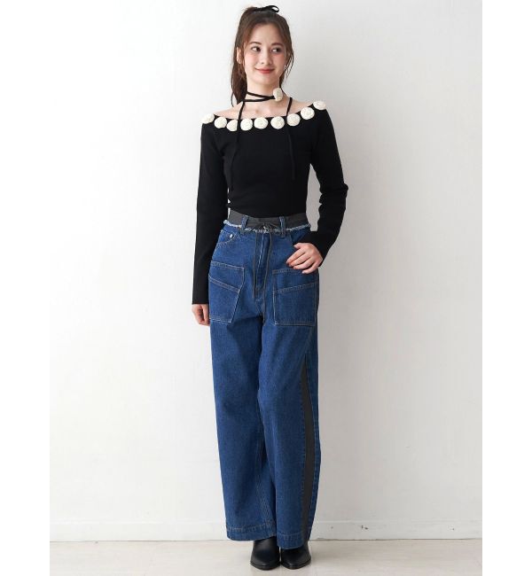 CALNAMUR「サイドラインデニムパンツ」|デニム|