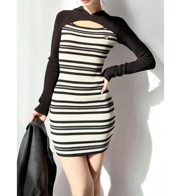 RESEXXY「【FILA】フーディミニニットワンピース」|ワンピース|ブラック