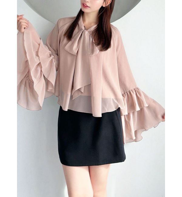 RESEXXY「ワイドスリーブラッフルボリュームブラウス」|シャツ・ブラウス|ピンク