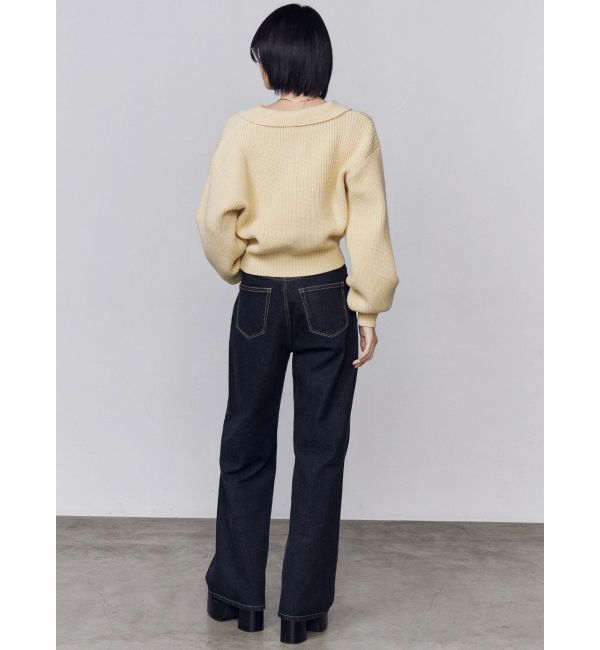 EMODA「ミッドワイドジャストウエストジーンズ」|デニム|