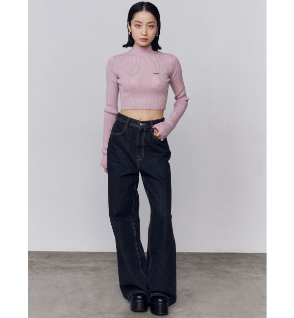 EMODA「ミッドワイドジャストウエストジーンズ」|デニム|