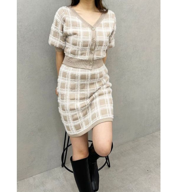MERCURYDUO「チェックミニニットセットアップ」|ワンピース|