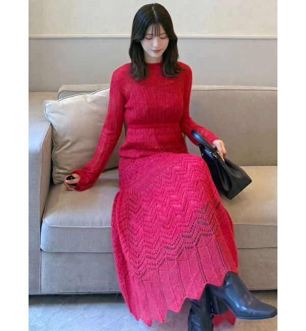 MERCURYDUO「モヘヤニットスカシアミワンピース」|ワンピース|