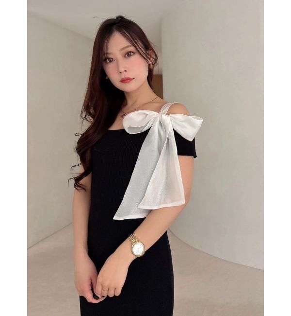 MERCURYDUO「ワンショルリボンティアードニットワンピース」|ワンピース|