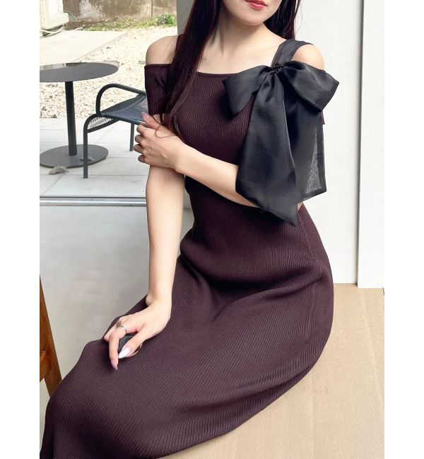 MERCURYDUO「ワンショルリボンティアードニットワンピース」|ワンピース|