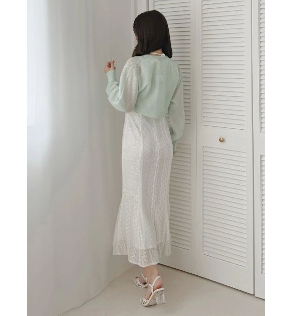 MERCURYDUO「カットレースブロッキングマーメイドワンピース」|ワンピース|