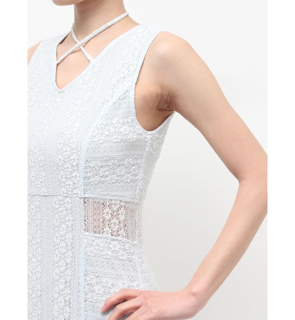 MERCURYDUO「カットレースブロッキングマーメイドワンピース」|ワンピース|