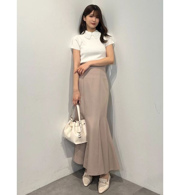 MERCURYDUO「レース襟ハーフスリーブニット」|ニット・セーター|