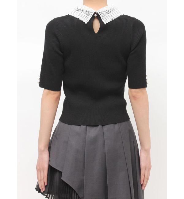 MERCURYDUO「レース襟ハーフスリーブニット」|ニット・セーター|