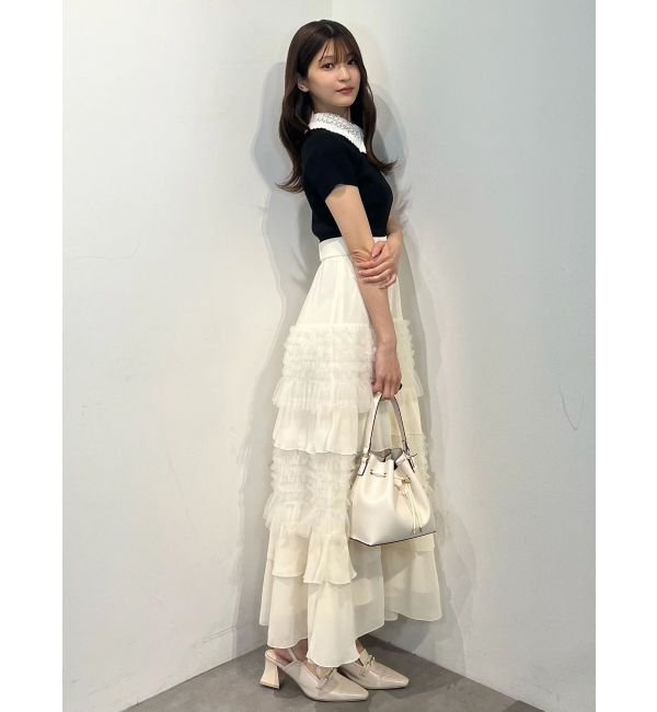 MERCURYDUO「レース襟ハーフスリーブニット」|ニット・セーター|