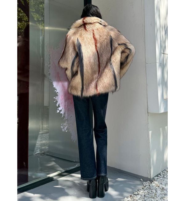 MURUA「フェイクファーラインジャガードコート」|ステンカラーコート|