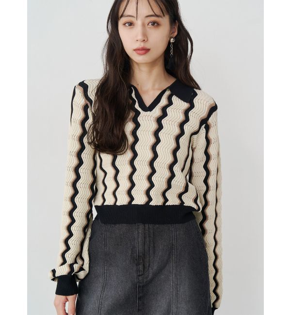 MURUA「ウェーブパターンリブニット」|ニット・セーター|アイボリー