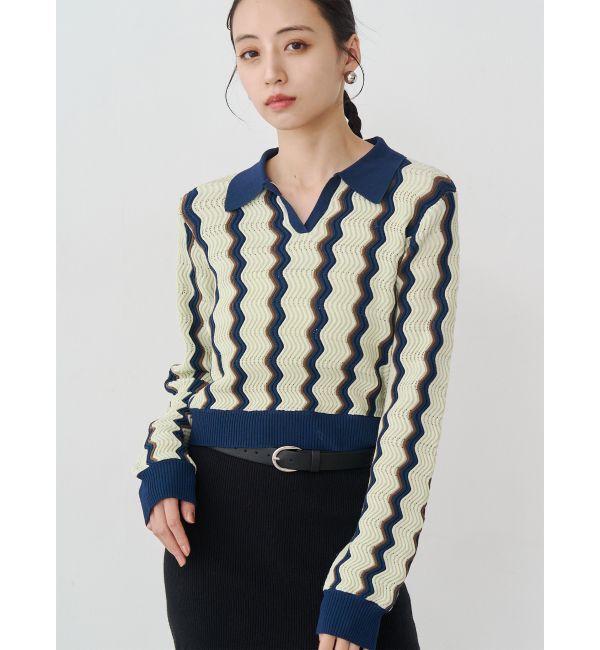 MURUA「ウェーブパターンリブニット」|ニット・セーター|ミントグリーン