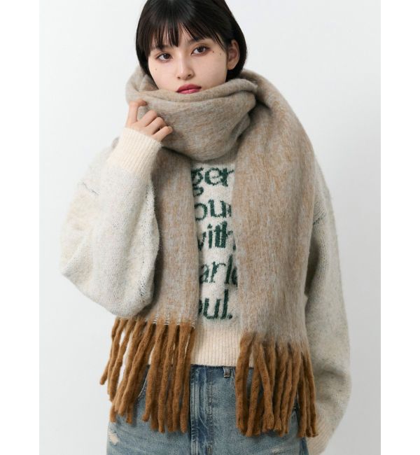 MURUA「MIXカラーフリンジマフラー」|マフラー|キャメル