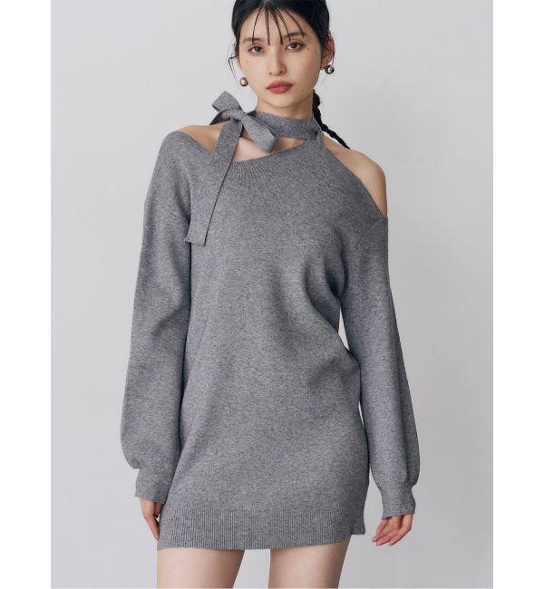 MURUA「アシメショルダーミニワンピース」|ワンピース|グレー