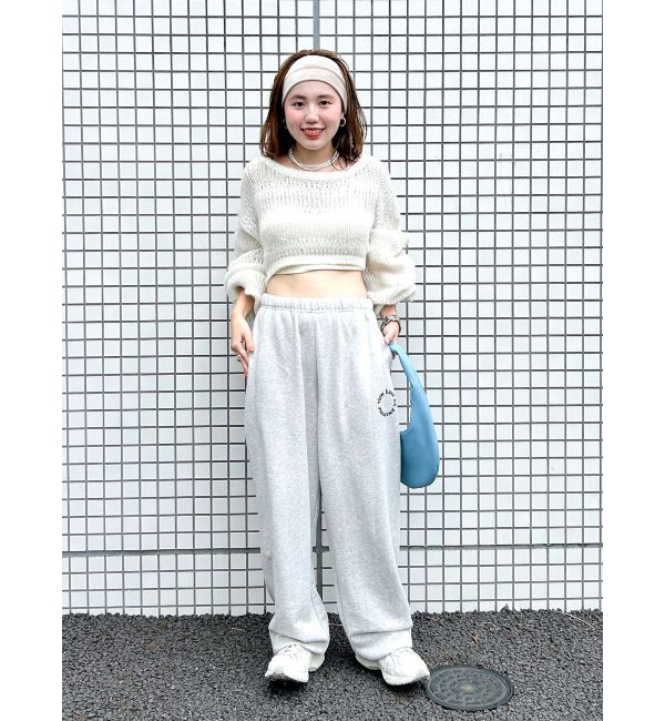 Ungrid「透かし編みボーダーショートニット」|ニット・セーター|