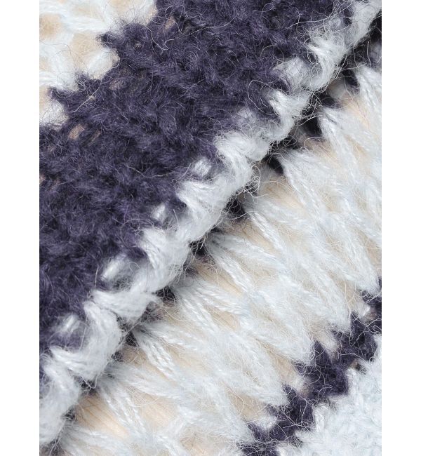 Ungrid「透かし編みボーダーショートニット」|ニット・セーター|