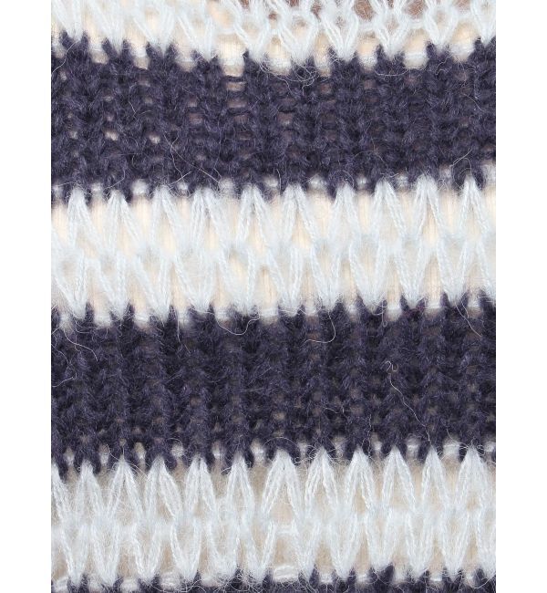 Ungrid「透かし編みボーダーショートニット」|ニット・セーター|