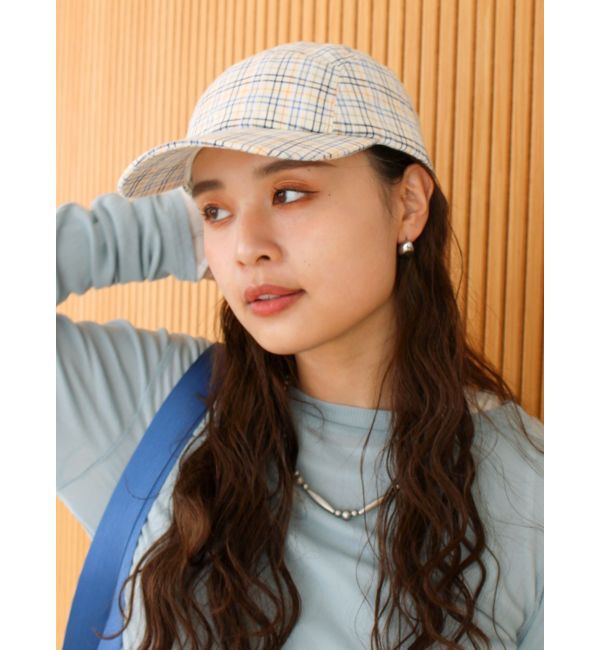 Ungrid「チェックジェットキャップ」|キャップ・キャスケット|イエロー