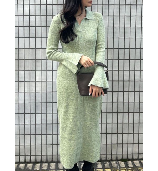 LAGUNAMOON「メランジフレアカフスニットワンピース」|ワンピース|