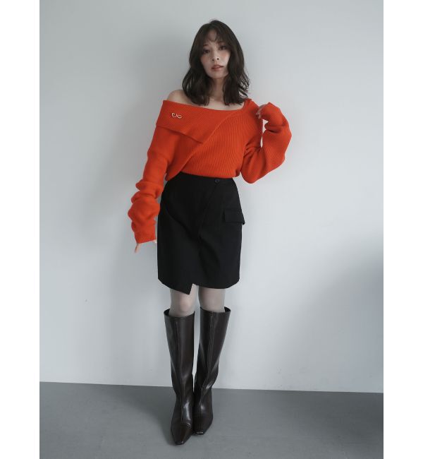 LAGUNAMOON「ラップディティールスカートショートパンツ」|スカート|ブラック