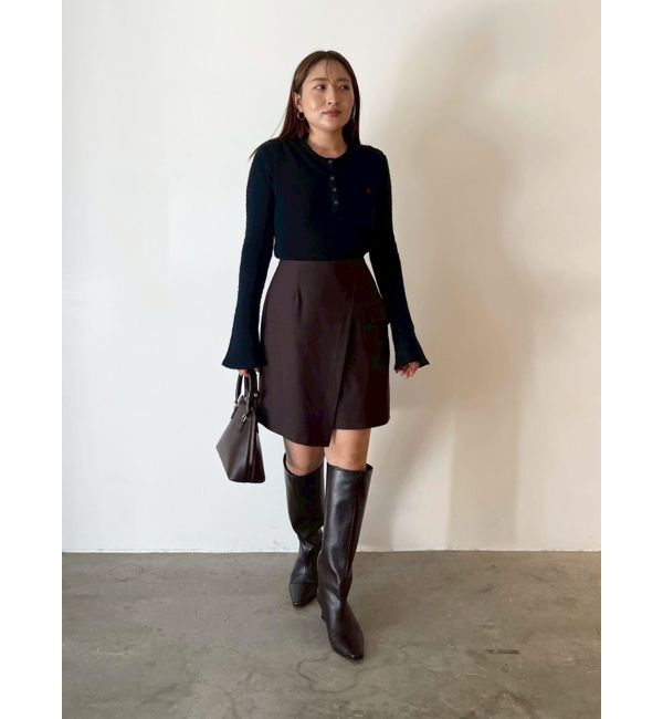 LAGUNAMOON「ラップディティールスカートショートパンツ」|スカート|ブラウン