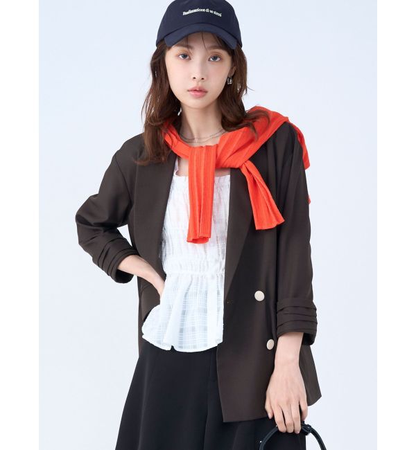 LAGUNAMOON「バイカラーボタンジャケット」|テーラードジャケット|ブラウン